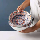 萌物坊 【百亿补贴】波西米亚风陶瓷家用大汤碗简约创意加厚拉面碗 8寸面碗 4只装