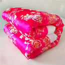 杭州绸缎被套含棉被芯老式包边被子结婚手工棉花传统丝绸喜被复古棉絮双人加厚保暖真悦 深粉牡丹全花 老式白棉被里 【180x200】6斤棉被