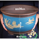 紫砂花盆大号兰花盆阳台种菜盆栽花卉特大号陶瓷花盆  馳爵 深灰色 36cm蓝色山水 尺寸参照图片