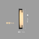 潼灯会新中式全铜户外防水壁灯天然云石大门两侧庭院别墅花园灯长条墙灯 户外壁灯黑擦金-祥云47cm