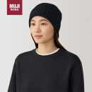 无印良品（MUJI）减轻额头刺痒感 羊毛混罗纹编织帽 帽子DBC48A4A 黑色 