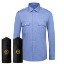 FANQI可开票铁路制服衬衣新式铁路衬衫制服蓝色路服铁路工作服男长短袖 外穿男长+肩章无杠 45