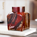 斑锡·龙 徐云勇大师作品四方咏吉茶仓漂流漆斑锡龙纯锡茶叶罐手工锡器 四方咏吉漂流漆-紫红款