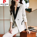 皮尔卡丹（pierre cardin）白色西装套装女秋季2025新款气质女神范高档职业工作服西服外套 白色(西装+裤子) 2XL