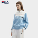 FILA 斐乐官方女子编织衫杨幂同款冬季新品半拉链拼色套头毛衣 满印一-ZA L 170/88A