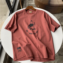 型曼设计师潮牌男装日系风潮流短袖T恤男帅气卡通小人印花半袖男T恤休闲上衣 红色 M（宽松版 偏大）