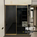 迈恻亦轻奢窄边铝合金钢化玻璃衣柜门移门平开酒柜门茶色透明玻璃书柜门 双轨移门推拉门