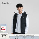 Calvin Klein Jeans秋冬男女同款户外简约印花鸭绒连帽羽绒马甲J324344 BEH-太空黑 XL