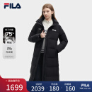 FILA 斐护科技|斐乐女装长款羽绒服冬季休闲简约连帽保暖羽绒外套 正黑色-BK 170/88A/L