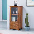 寻古红木家具非洲鸡翅木（学名：非洲崖豆木）小酒柜边柜实木中式玻璃柜茶叶书收纳储物柜O 单个:长50*宽40*高108cm(素面)