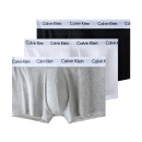 卡尔文·克莱恩（Calvin Klein）CK 男士平角内裤套装套盒黑白灰三条装 送男友礼物 U2664G 998 M