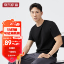 京东京造【抗菌系列】5A抑菌抗发黄T恤男40S新疆棉t恤男夏短袖打底T黑色L