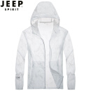 JEEP（吉普）防晒衣UPF50+男女情侣冰感轻薄外套简约纯色时尚连帽防晒皮肤衣 男款白色 XL
