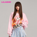LALABOBO恶魔熊宽松卫衣女装设计感减龄宽松百搭长袖上衣潮牌LBDD-WSTS13 粉色 L