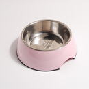 休普休普密胺宠物碗美耐皿狗碗狗盆不锈钢圆碗猫狗用品双层防滑食 BB粉 M号
