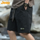 吉普（JEEP）短裤男夏季直筒宽松休闲五分裤子男士冰丝薄款中裤男裤 黑色 XL