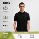 BOSS【100%棉 珠地布】男士24夏季新款徽棉质高尔夫运动短袖Polo衫 001-黑色 L