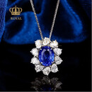 ROYALPICK蓝宝石戒指吊坠两用款3.15克拉无烧镶钻石钻戒送老婆女友生日礼物 戒指送肖邦链（不含钻石项链）
