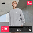 adidas情侣款休闲加绒圆领长袖卫衣套头衫男女阿迪达斯官方轻运动 中麻灰 L