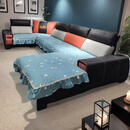 四季通用全防滑u型沙发垫全套贵妃左右不分方向通用沙发垫靠背巾 暖阳棉 叶子 三件套【坐垫】