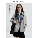 VEGA CHANG【绵羊毛+羊驼毛】双面呢女2024新款高级感双面穿外套 北欧蓝格纹 S