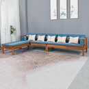 寻古红木家具非洲鸡翅木（学名：非洲崖豆木）沙发全实木新中式客厅原木布艺转角沙发椅贵妃组合Q 转角贵妃沙发三件套