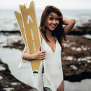 威带夫潜水（V.DIVE Vertical） 台湾自由潜碳纤长脚蹼 潜水训练男女轻量版动力强装备 白色脚套+黄金色板 38/40