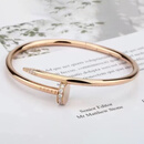 【二手99新】卡地亚Cartier JUSTEUNCLOU 窄版/宽版 钉子女士手镯18K玫瑰金 99新-窄版玫瑰金-首尾镶钻 16号