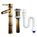 新石器石代P2全铜仿古冷热双用水龙头卫生间洗手盆水龙头艺术复古竹节水龙头 全铜开嘴龙头+下水器P26下水管