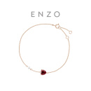 周大福 ENZO 18K金石榴石钻石爱心手链 礼物 17.5cm EZV8583