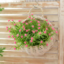 可之源壁挂假花挂墙装饰小清新墙面上挂件仿真塑料花篮客厅墙壁室内干花 花篮+新款满天星粉色 大