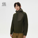 KOLON SPORT/可隆抓绒夹克 男子户外露营秋冬保暖轻便宽松连帽梭织外套 LHFJ4WTK35-KK 卡其色 M 170/92A