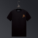 CXZ潮牌 红色T恤男本命年衣服牛年短袖丝光棉体恤情侣装烫钻大码 黑色 XXXL