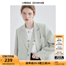 VEGA CHANG小西装女春秋2024新款纯色韩版高级感小众设计感女士西服西装外套 淡抹茶色 S