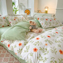 谷蝶床上四件套全棉纯棉100床品单人床笠被套学生宿舍床单被罩件套4 荧光绿 青柠薄荷 1.8m床笠款(被套200x230cm)4件套