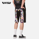 EVISU2023春夏达摩印花大M五分卫裤男短裤2ESHTM2ST326XXCT 黑色 L