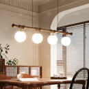 餐桌长条灯法式中古侘寂风吊灯美式复古日式餐厅吧台岛台实木吊线 白蜡木+胡桃色-长120cm-暖光