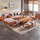 八方客红木家具非洲花梨（学名：刺猬紫檀）贵妃沙发L型客厅新中式实木全套家具组合 沙发九件套
