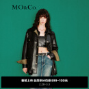 MO&Co.2024春新品油蜡感素皮重工压胶工装口袋夹克外套MBD1COT018 黑色 S/160