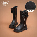 舞玛女童靴子儿童高筒长筒靴2025新款秋冬季女孩加绒中大童皮靴二棉鞋