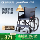 鱼跃(yuwell)轮椅车H051折叠老人轻便旅行手推车钢管免充气胎代步车