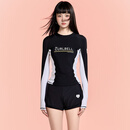 SAILBEE韩国潜水服女防晒长袖泳衣显瘦速干冲浪浮潜服水母衣温泉保暖套装 黑白上衣+假两短裤 XL 建议60-68kg