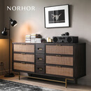 NORHOR北欧表情/中古MCM复古侘寂/ARNATIF实木藤编9斗边柜内衣抽屉收纳G 【现货】1.57米