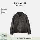 蔻驰（COACH）奥莱男士男装皮革TRUCKER夹克外套 黑色 M