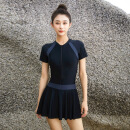 微浪 夏季新款女保守遮肚显瘦游泳衣海边时尚防晒性感连体泳装 黑色 L 110-140