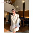 KAISENSHI北国雪姬2024冬新款双面羊绒大衣女狐狸毛袖口立领中长毛呢外套 产自鄂尔多斯市白色 现货 M