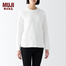 无印良品（MUJI）女式 双罗纹编织圆领长袖T恤白色打底衫上衣内搭 秋冬款 BBC32A3A 白色 M 160/84A