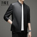 九牧王2025秋冬款皮衣男士立领海宁皮夹克中年爸爸装休闲短款皮外套男 黑色N2339 L 175