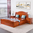 寻古红木家具缅甸花梨（学名：大果紫檀）床实木新中式卧室双人床婚床