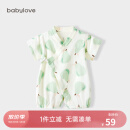 babylove婴儿衣服连体衣夏季薄款棉纱布短袖哈衣新生儿和尚服宝宝透气夏装